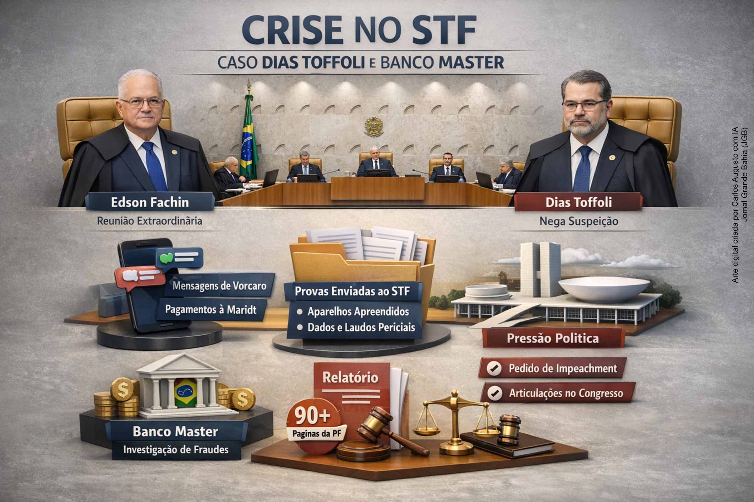 Suprema Corrupção: Dias Toffoli nega suspeição no caso Banco Master, e Edson Fachin convoca reunião no STF após relatório da PF citar ministro