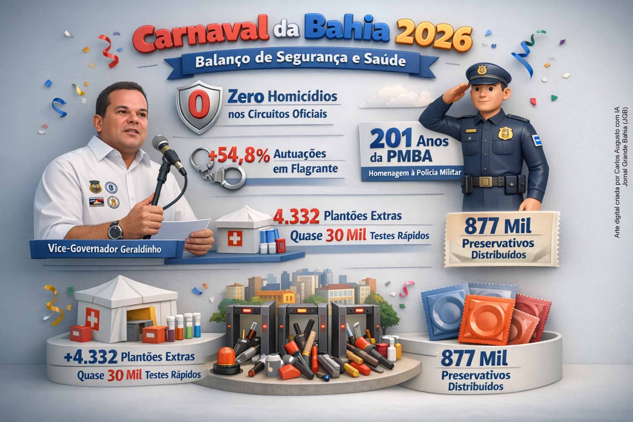 Edição 2026 do Carnaval da Bahia registra zero homicídios nos circuitos oficiais e reforça ações de segurança e saúde, diz vice-governador Geraldo Junior