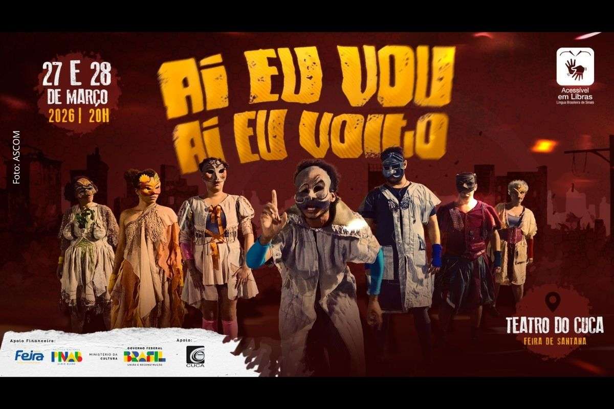 Peça mistura teatro de máscaras, música e poesia para abordar temas como democracia, migração e crise ambiental.