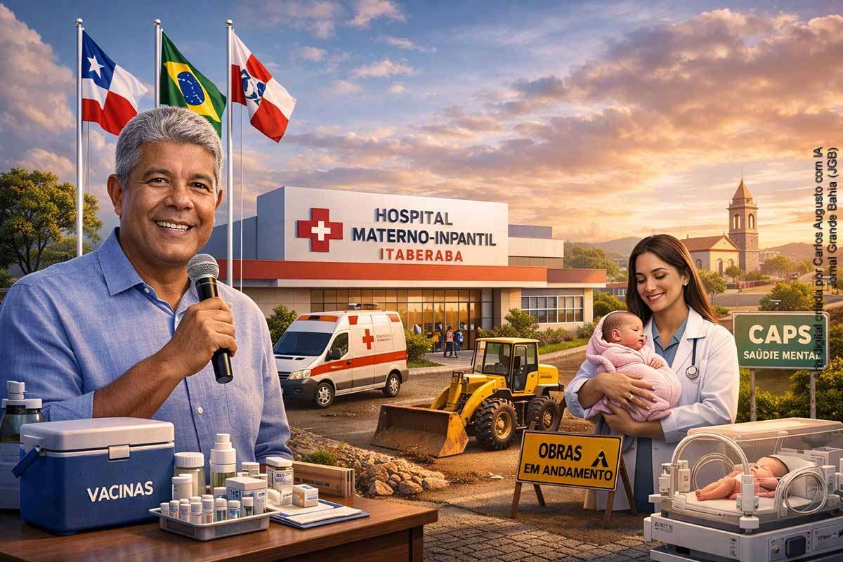 Na quinta-feira, 26/03/2026, durante os 149 anos de Itaberaba, o governador Jerônimo Rodrigues anunciou a construção de um hospital materno-infantil com investimento superior a R$ 46,6 milhões. A agenda incluiu ainda entrega de ambulância, equipamentos hospitalares, ampliação da vacinação e autorização de obras para um CAPS tipo 2 e uma UBS. O conjunto de ações reforça a política de expansão da saúde pública no interior da Bahia.