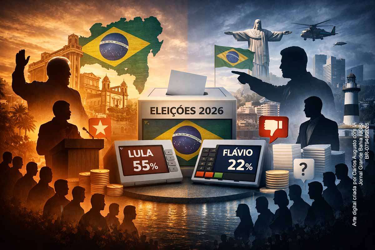 Pesquisa RealTime Big Data mostra Lula com ampla liderança eleitoral na Bahia para 2026, alcançando até 56% das intenções de voto nos cenários estimulados. Flávio Bolsonaro aparece como principal nome da direita, com cerca de 22% a 23%, mas enfrenta rejeição elevada. O cenário fortalece o campo governista no estado e pode beneficiar Jerônimo Rodrigues, enquanto ACM Neto enfrenta o desafio estratégico de equilibrar oposição local e polarização nacional.