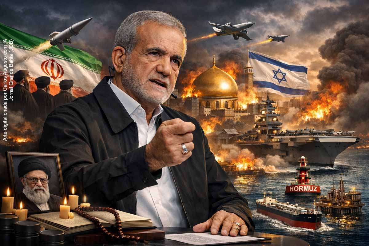 O Irã iniciou neste domingo (01/03/2026) uma estratégia de sobrevivência institucional após a morte de Ali Khamenei em ataques atribuídos a EUA e Israel. O presidente Masoud Pezeshkian reapareceu, anunciou estrutura interina de liderança e prometeu retaliação. A escalada já afeta o Golfo e eleva o risco no estreito de Hormuz. A Opep+ aprovou aumento modesto de produção, mas o mercado segue sob temor de choque energético e guerra prolongada.