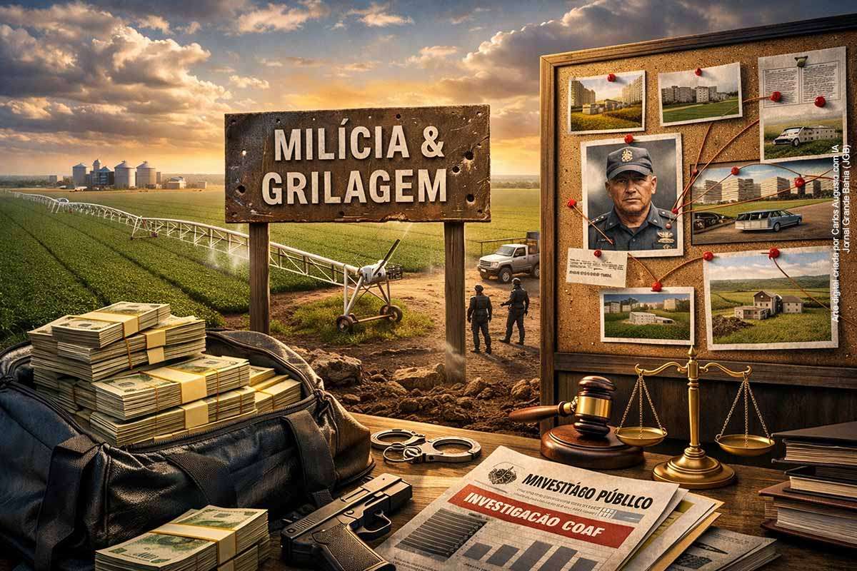 Na segunda-feira (02/03/2026), reportagem da Folha de S.Paulo revelou que uma investigação do Ministério Público da Bahia (MPBA) identificou cerca de R$ 15 milhões em transferências financeiras realizadas por empresas ligadas ao agronegócio ao ex-sargento da Polícia Militar Carlos Erlani Gonçalves dos Santos, acusado de liderar uma milícia privada envolvida em grilagem de terras e conflitos agrários no oeste baiano. Os dados constam em relatórios de inteligência financeira do Conselho de Controle de Atividades Financeiras (Coaf) e integram apurações da Operação Terra Justa, que investiga organização criminosa, lavagem de dinheiro e atuação armada em disputas fundiárias na região de Correntina, área marcada pela expansão agrícola e por históricos conflitos por terras envolvendo comunidades tradicionais, empresas rurais e interesses econômicos ligados ao agronegócio.