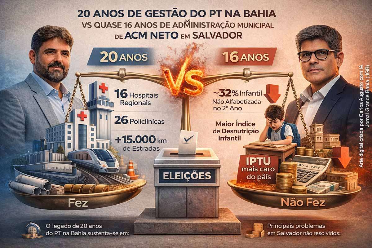 O secretário Adolpho Loyola defendeu os 20 anos de gestão do PT na Bahia, destacando investimentos em saúde, educação, infraestrutura e mobilidade, ao mesmo tempo em que criticou a administração de ACM Neto em Salvador. O embate evidencia a antecipação da disputa eleitoral no estado, com foco na comparação de legados administrativos e na cobrança por resultados concretos, em meio a acusações mútuas e ausência de dados detalhados que sustentem plenamente as narrativas.