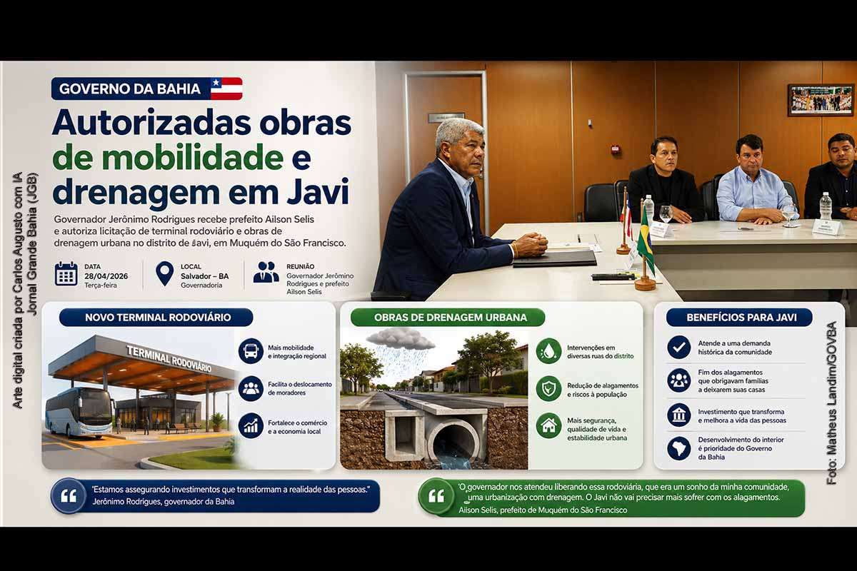 O Governo da Bahia autorizou a licitação para construção de um terminal rodoviário e obras de drenagem no distrito de Javi, em Muquém do São Francisco. A iniciativa busca melhorar a mobilidade e resolver problemas recorrentes de alagamentos. As intervenções atendem a demandas históricas da população local e integram uma estratégia de desenvolvimento regional, com foco na infraestrutura e na qualidade de vida.