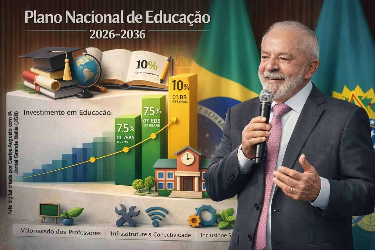 Sancionado por Lula na terça-feira, 14/04/2026, o novo Plano Nacional de Educação estabelece metas para a política educacional brasileira até 2036, incluindo investimento público de 10% do PIB, ampliação da alfabetização, expansão do ensino em tempo integral, aumento das matrículas na educação infantil e fortalecimento da educação profissional. O documento reúne 19 objetivos, 73 metas e 372 estratégias, com foco em qualidade, inclusão, equidade, infraestrutura e conectividade.