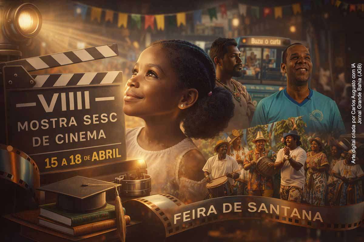 A VIII Mostra Sesc de Cinema ocorre entre 15 e 18 de abril de 2026, em Feira de Santana, com programação gratuita que reúne curtas, longa-metragem e debates com realizadores. O evento destaca produções baianas, aborda temas sociais e culturais e promove a formação de público. A iniciativa reforça o papel do cinema independente na democratização do acesso à cultura e na valorização da produção regional.