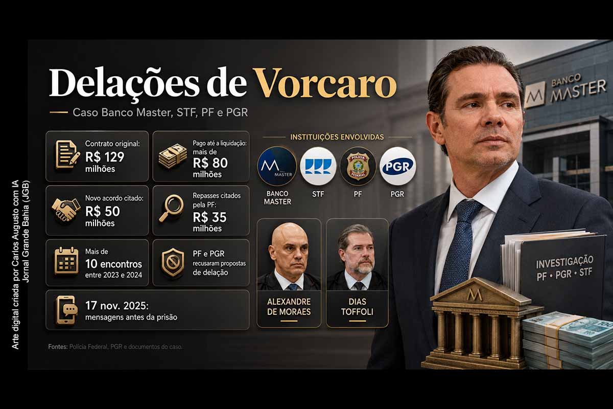 O artigo de Luiz Holanda analisa as delações de Daniel Vorcaro no escândalo do Banco Master, destacando suspeitas sobre contratos milionários, relações com ministros do STF, atuação da PF e da PGR e impactos sobre a imagem institucional do Judiciário. O texto aborda menções a Alexandre de Moraes e Dias Toffoli, a rejeição das propostas de colaboração e o debate sobre transparência, poder financeiro e responsabilidade pública.