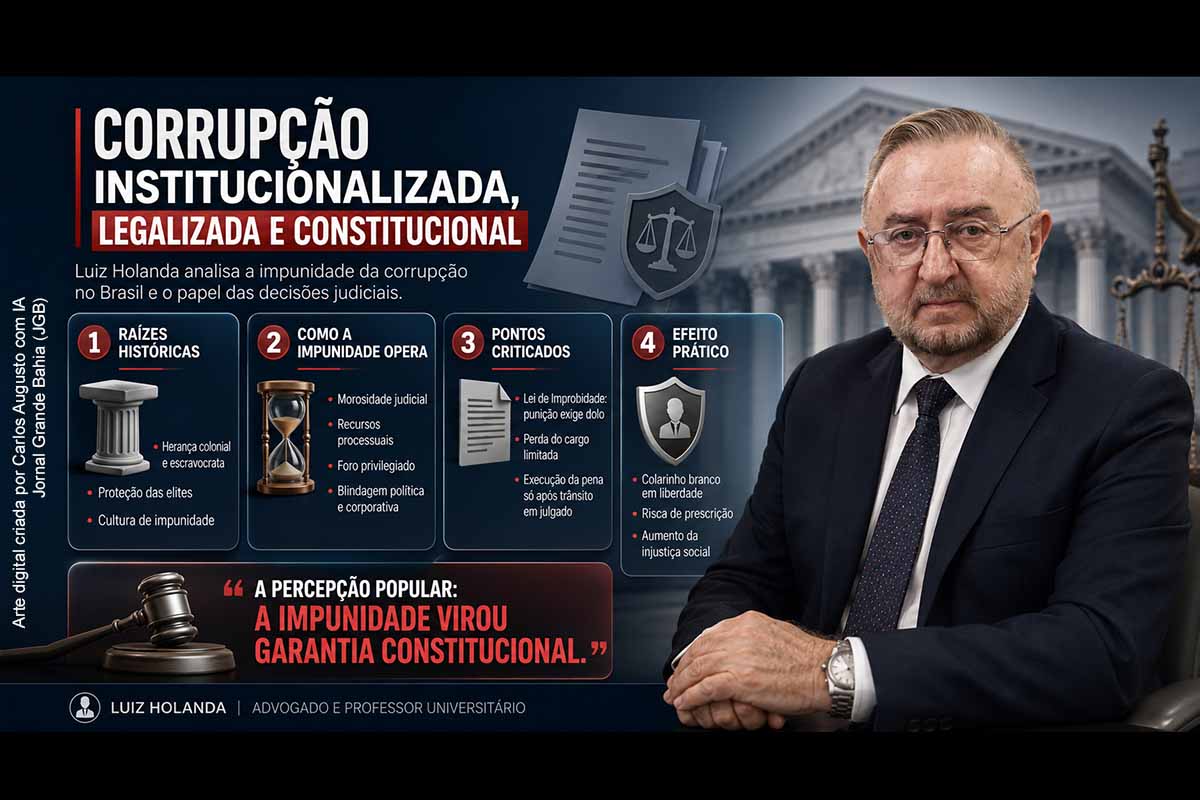 Meta-descrição para Google Discover: Luiz Holanda analisa a corrupção institucionalizada no Brasil, a impunidade das elites, o papel do Judiciário e decisões do STF sobre improbidade e execução penal.