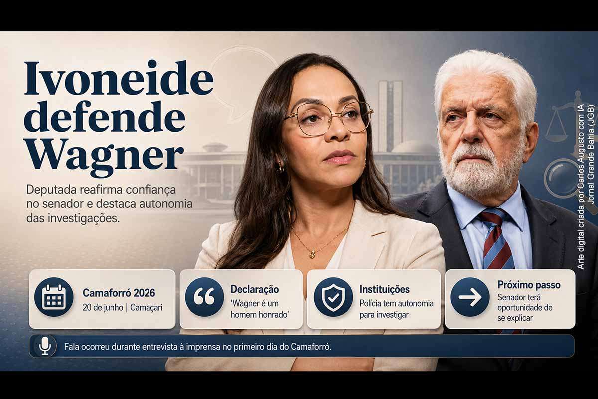 A deputada federal Ivoneide Caetano defendeu Jaques Wagner durante o primeiro dia do Camaforró, em Camaçari, e afirmou confiar na trajetória pública do senador. A parlamentar destacou que investigações devem ocorrer com autonomia da Polícia e disse que Wagner terá oportunidade de apresentar sua versão. O caso tem relevância política e institucional por envolver liderança do governo no Senado e apurações ainda em curso.