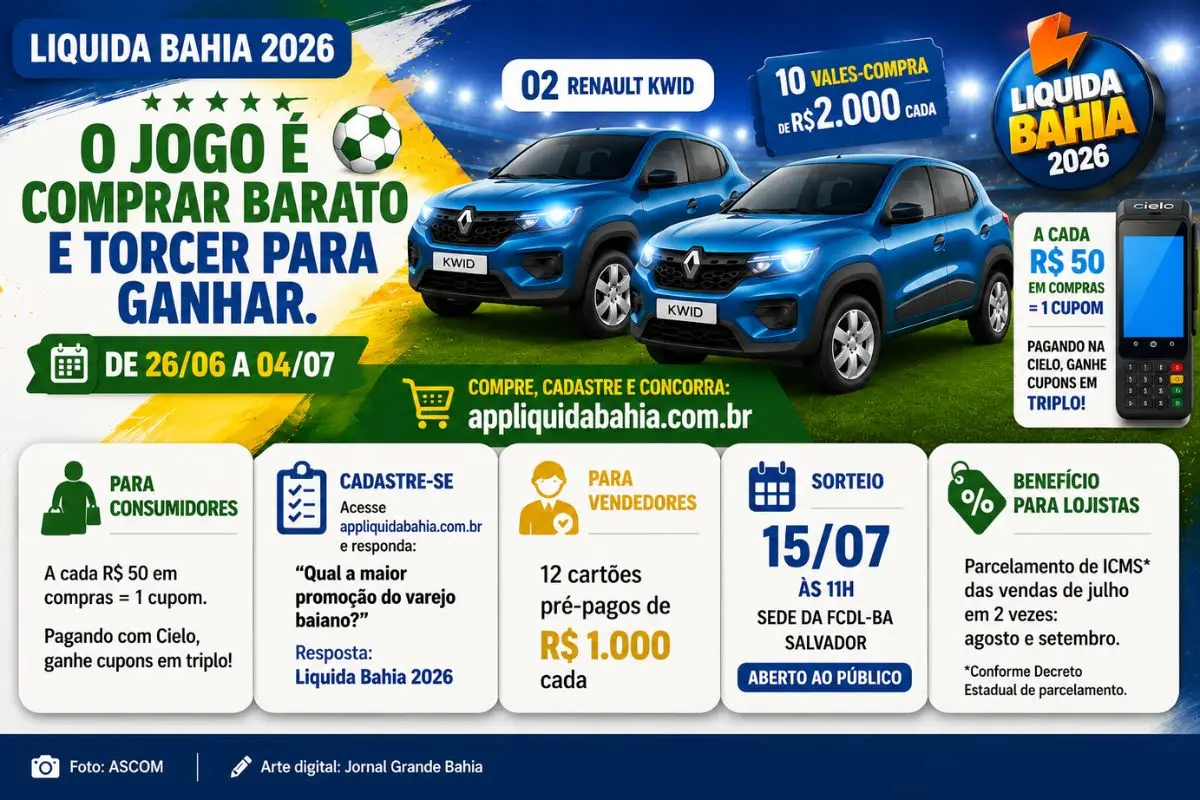 Campanha promovida pela FCDL-BA e CDL Salvador reúne lojas participantes em diversas cidades da Bahia, com prêmios para consumidores e vendedores e incentivo ao varejo estadual.