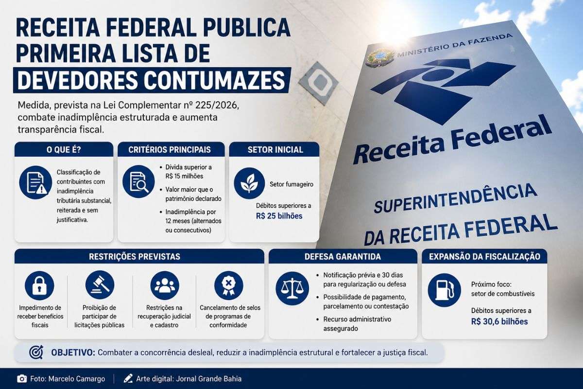 Nova legislação estabelece critérios para identificar contribuintes que utilizam a inadimplência tributária de forma recorrente; setor fumageiro é o primeiro a integrar a lista oficial.