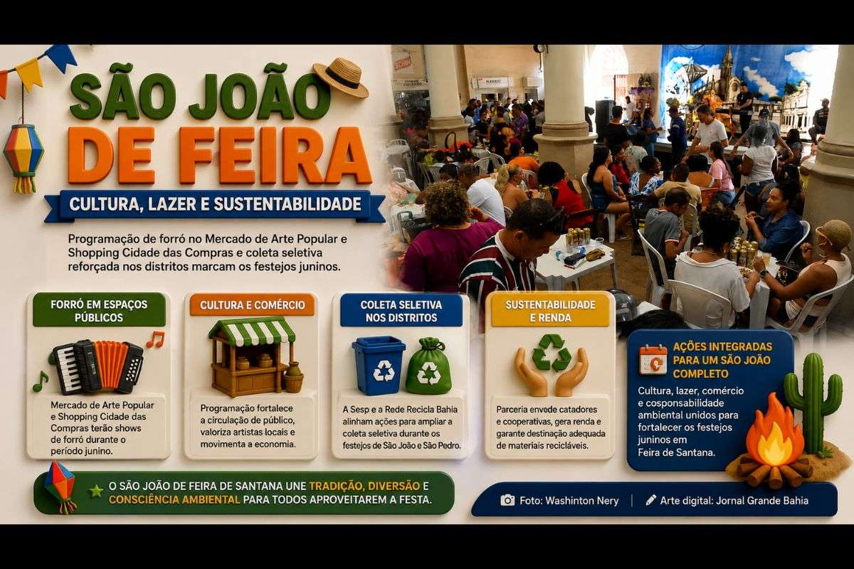 Programação cultural em espaços comerciais e ações ambientais para reciclagem integram o planejamento do município durante os festejos juninos.