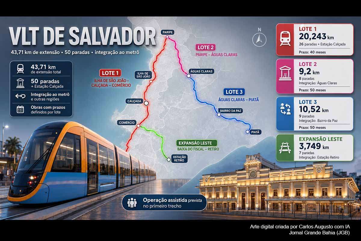 VLT de Salvador e RMS avança com obras e promete transformar a mobilidade urbana da capital e região metropolitana.