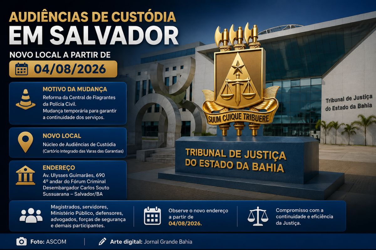 Tribunal de Justiça da Bahia transfere, provisoriamente, as audiências de custódia para o Fórum Criminal Desembargador Carlos Souto, em Sussuarana.