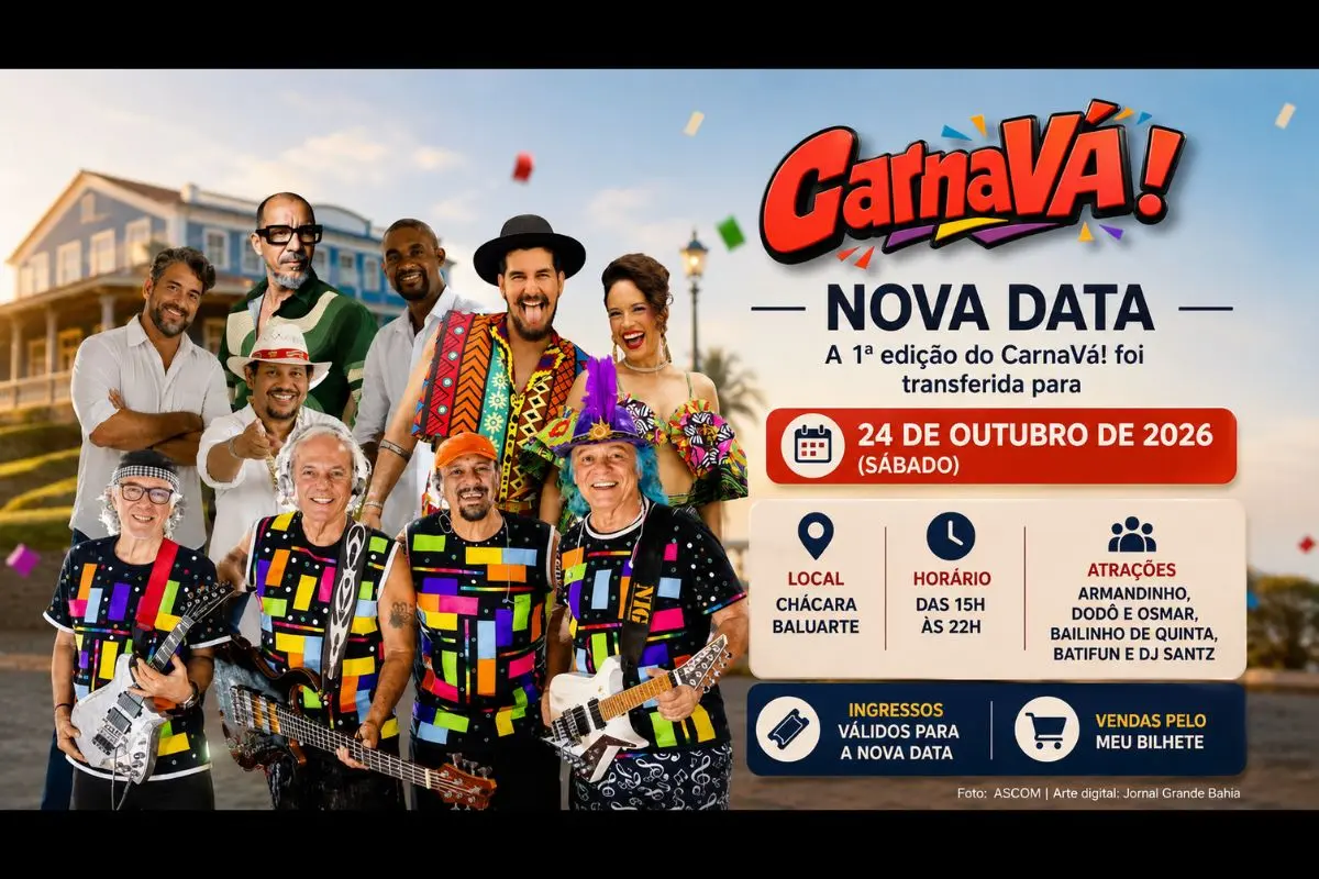 Evento terá nova data no dia 24, preserva atrações, mantém local e garante validade automática dos ingressos já adquiridos.