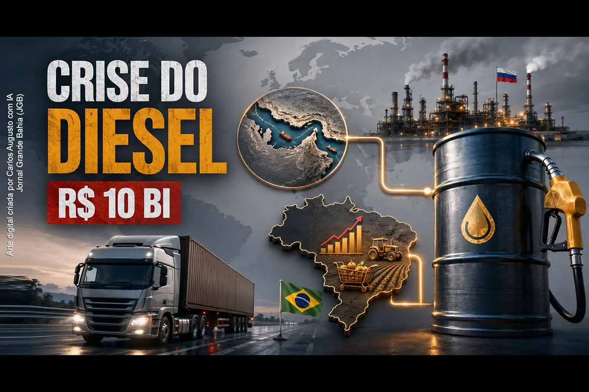 A Rússia suspendeu as exportações de diesel e aprofundou a escassez internacional do combustível. O Brasil, dependente de importações, poderá enfrentar maior competição por cargas norte-americanas. Paralelamente, o Senado analisa crédito extraordinário de R$ 10 bilhões para financiar subsídios. A crise pode atingir fretes, agricultura, indústria e alimentos, com efeitos particularmente relevantes para a economia e o abastecimento da Bahia.