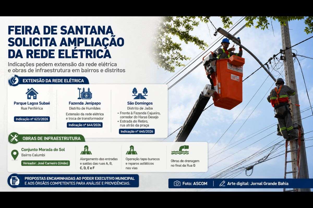 Indicações encaminhadas ao Executivo propõem extensão da rede elétrica, substituição de transformador e intervenções de mobilidade, drenagem e pavimentação em comunidades urbanas e rurais.