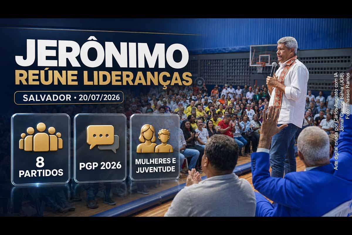Jerônimo Rodrigues reuniu, em Salvador, a chapa majoritária, representantes de oito partidos, pré-candidatos, vereadores e lideranças comunitárias para alinhar a mobilização eleitoral. O encontro destacou a participação das mulheres, propostas da juventude e resultados do PGP 2026. Realizada no início das convenções partidárias, a atividade amplia a organização da base governista, enquanto permanecem pendentes o detalhamento dos investimentos apresentados e a divulgação do programa de governo.