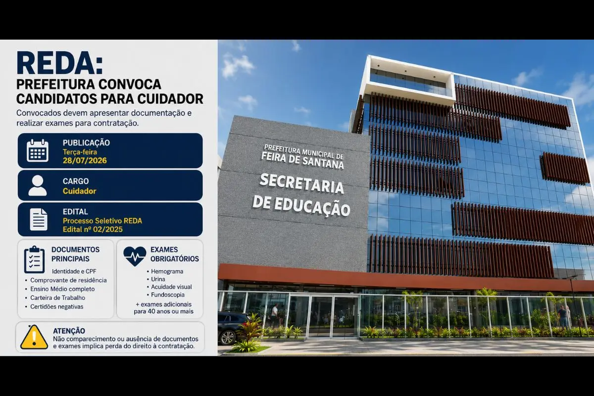Convocados para o cargo de cuidador devem apresentar documentação e realizar exames médicos para dar continuidade ao processo de contratação.