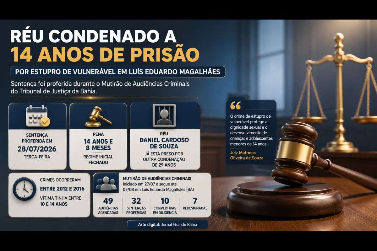 Sentença foi proferida durante força-tarefa do Tribunal de Justiça da Bahia, que busca acelerar o julgamento de processos criminais na comarca.