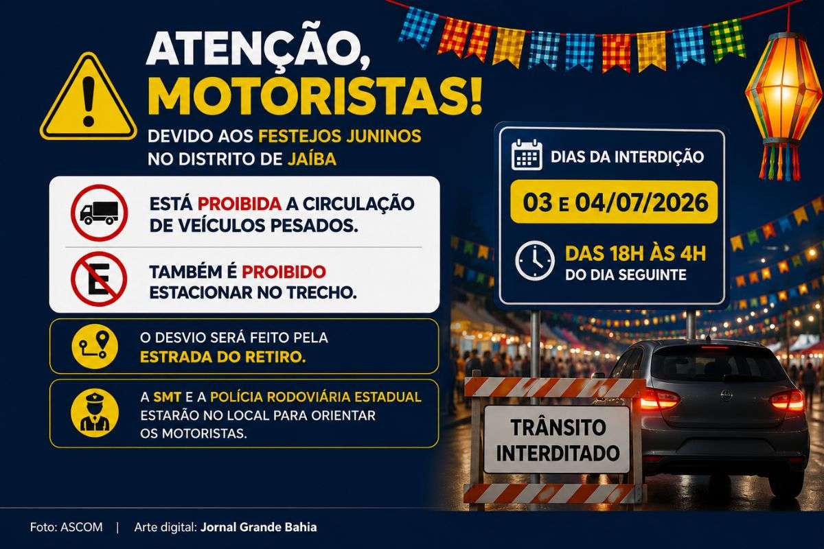Mudanças no tráfego ocorrerão durante os festejos de São Pedro, com restrições para veículos pesados e atuação integrada da SMT e da Polícia Rodoviária Estadual.