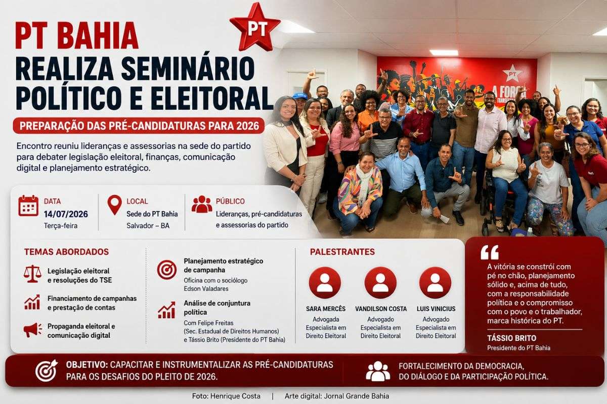 Evento realizado em Salvador reuniu dirigentes, especialistas e assessorias para discutir legislação eleitoral, financiamento de campanhas, comunicação digital e planejamento estratégico.