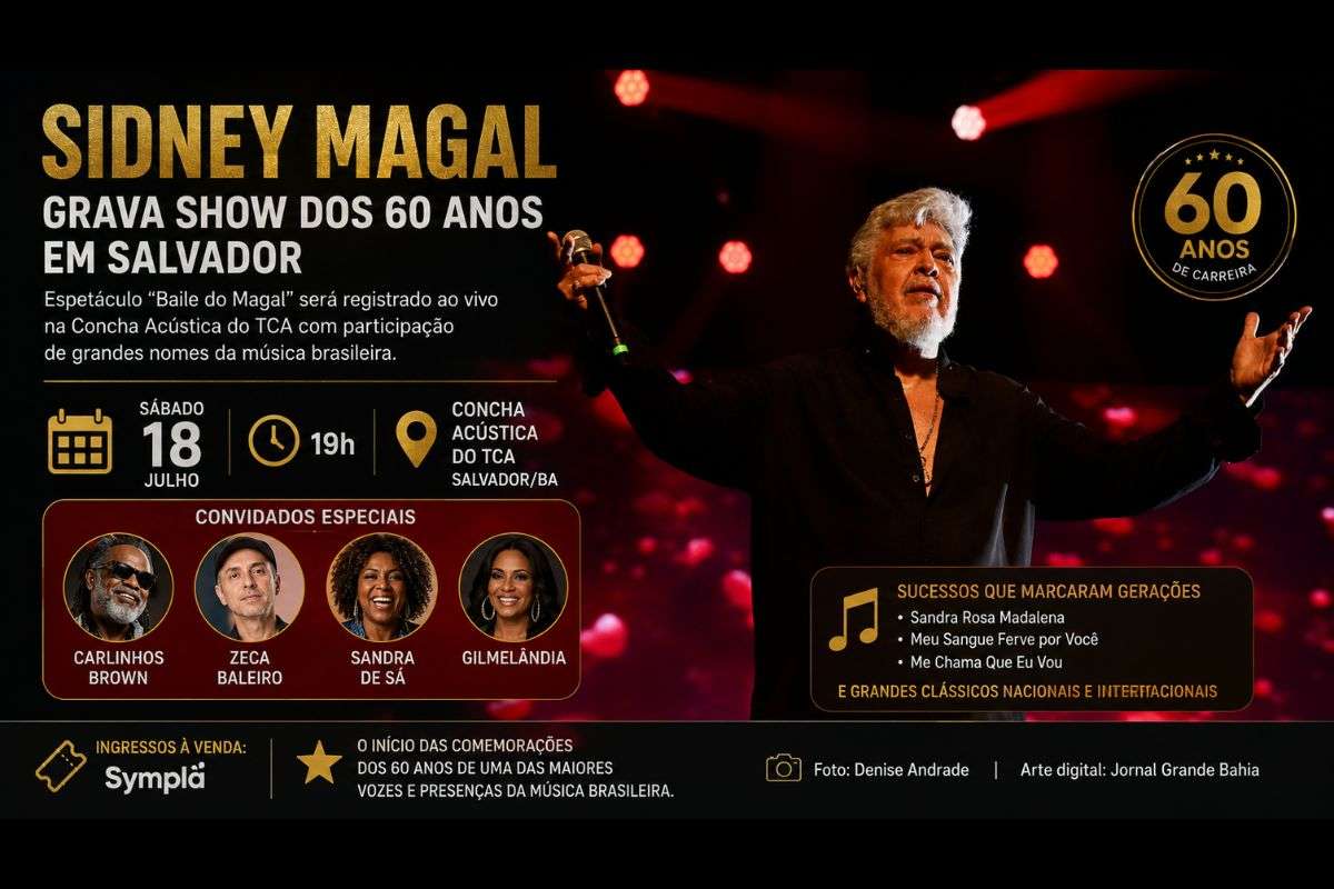 Espetáculo “Baile do Magal” será registrado ao vivo na Concha Acústica do TCA e marcará o início das comemorações pelas seis décadas de trajetória do artista.