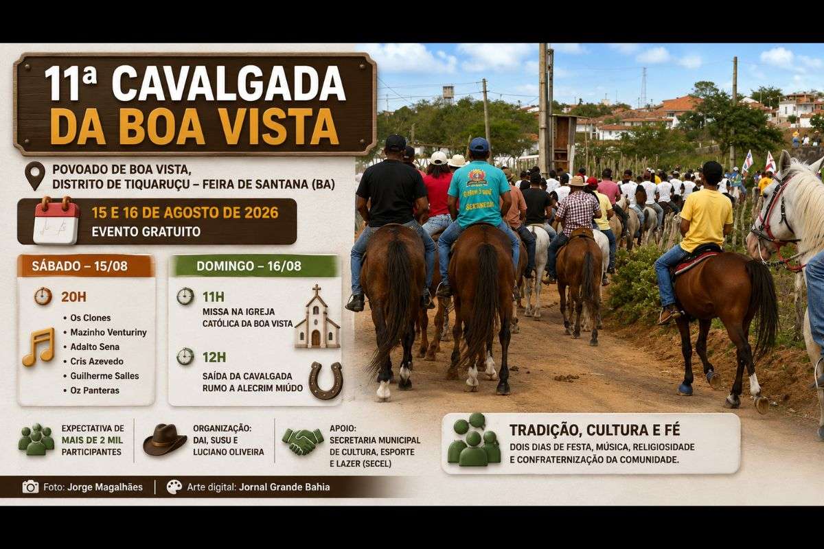 Evento será realizado no povoado de Boa Vista, em Tiquaruçu, no sábado (15/08/2026) e domingo (16/08/2026), com programação gratuita e expectativa de mais de 2 mil participantes.