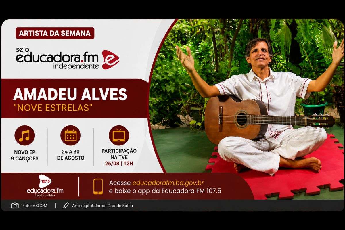 Projeto reúne nove canções autorais e terá divulgação na Educadora FM, TVE e redes sociais entre 24 e 30 de agosto.