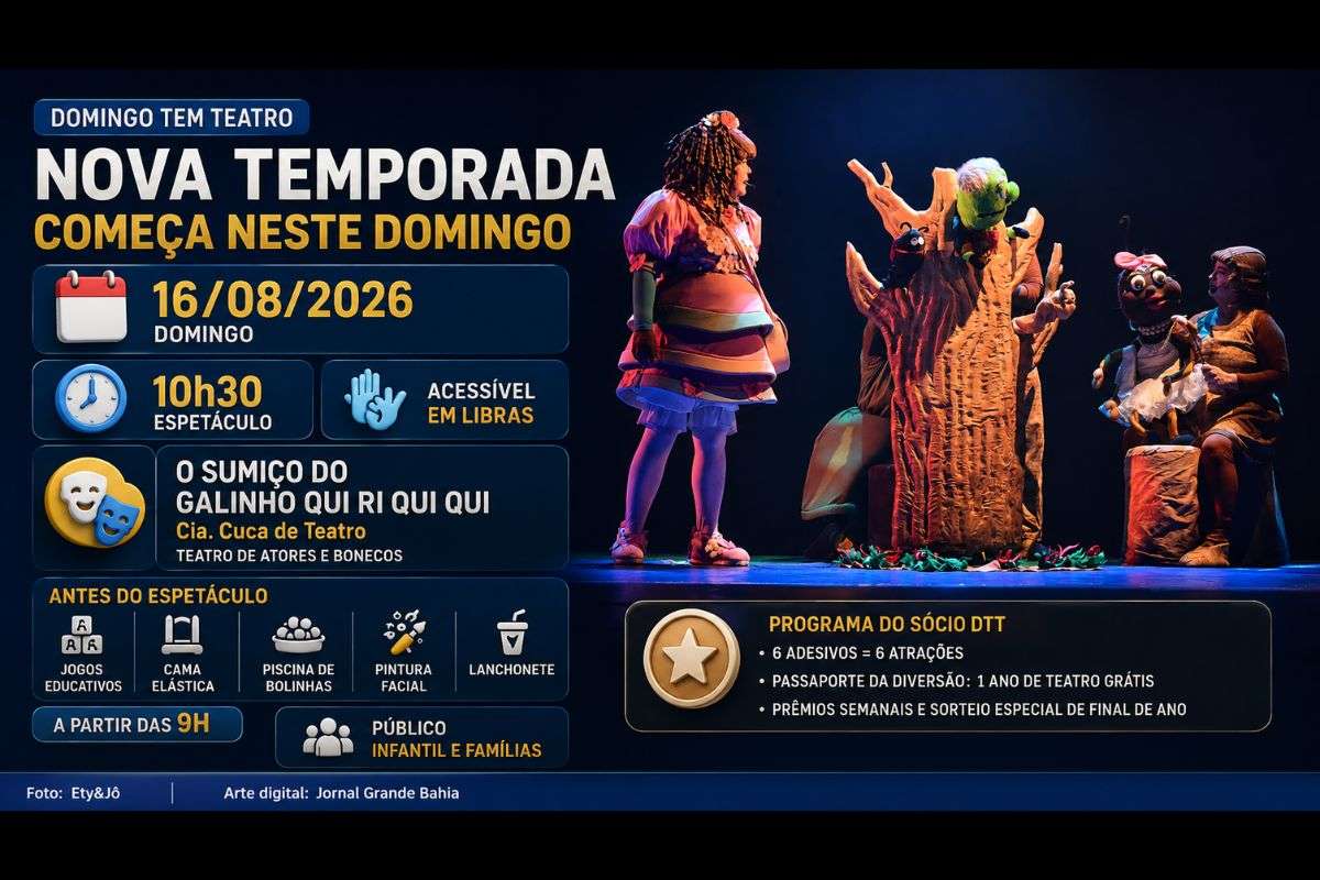 Espetáculo da Cia. Cuca de Teatro marca a estreia da programação do segundo semestre, que terá atrações entre agosto e novembro de 2026.