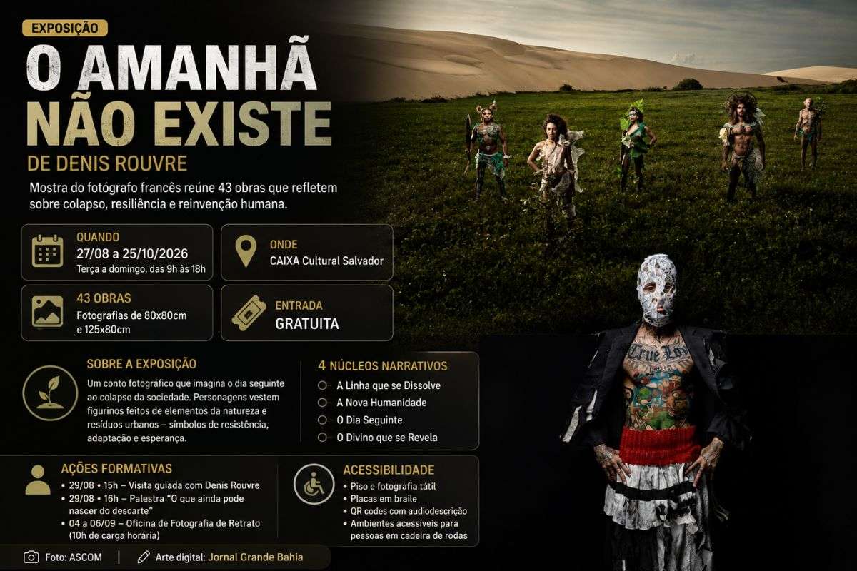 Mostra “O Amanhã Não Existe” será realizada de 27 de agosto a 25 de outubro, com entrada gratuita e programação formativa sobre fotografia, meio ambiente e sustentabilidade.