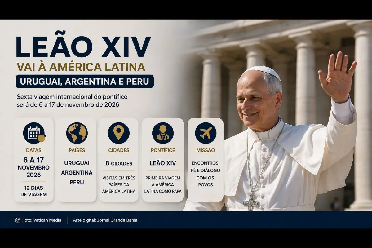 Viagem apostólica de 6 a 17 de novembro de 2026 será a sexta viagem internacional de Leão XIV e incluirá cidades ligadas à história religiosa e missionária do pontífice.