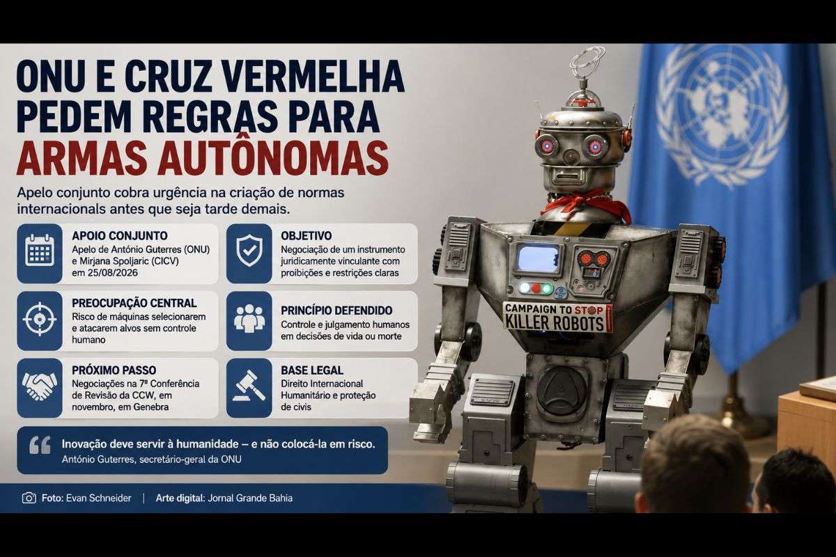 António Guterres e Mirjana Spoljaric defendem negociações por instrumento juridicamente vinculante antes da Conferência de Revisão da CCW, em novembro.