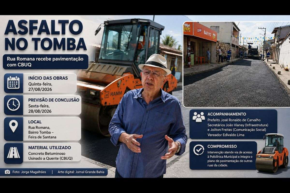 Intervenção ocorre em uma das vias de acesso à Policlínica Municipal e tem previsão de conclusão para sexta-feira (28/08/2026).