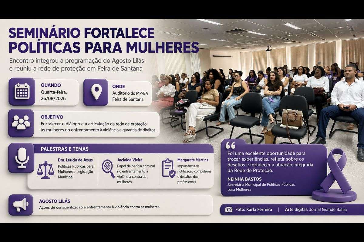 Evento no Ministério Público da Bahia reuniu profissionais da rede de proteção durante a programação do Agosto Lilás.