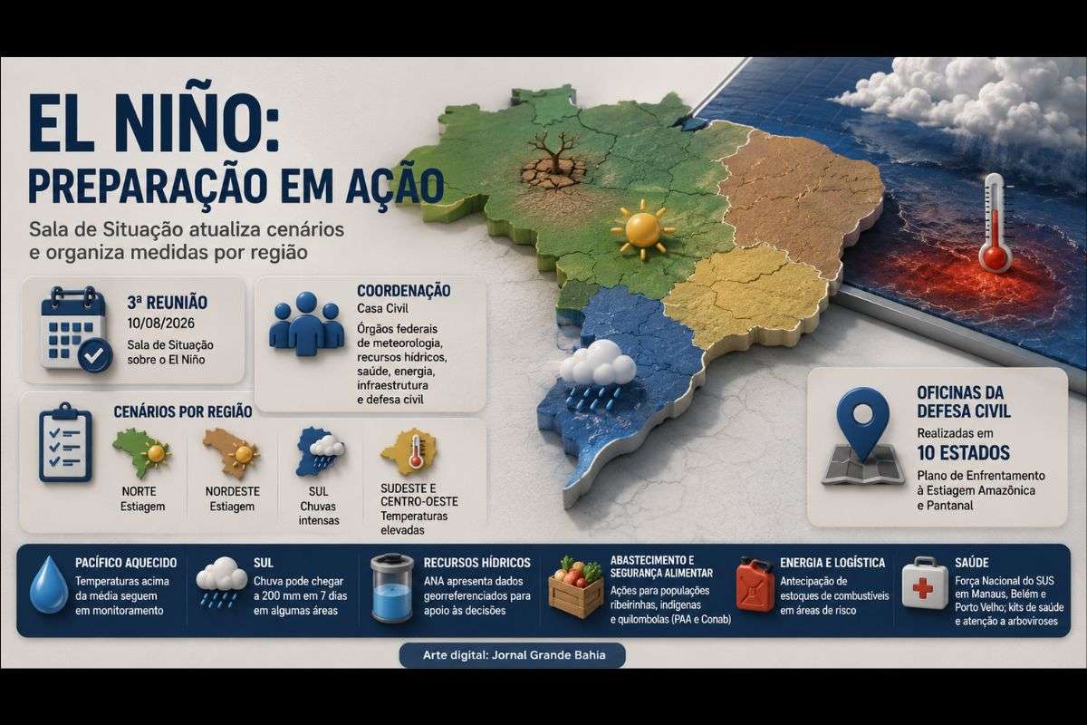 Governo federal regionaliza ações de preparação para impactos climáticos; Defesa Civil já realizou oficinas em dez estados e órgãos monitoram riscos para água, saúde, energia e logística.