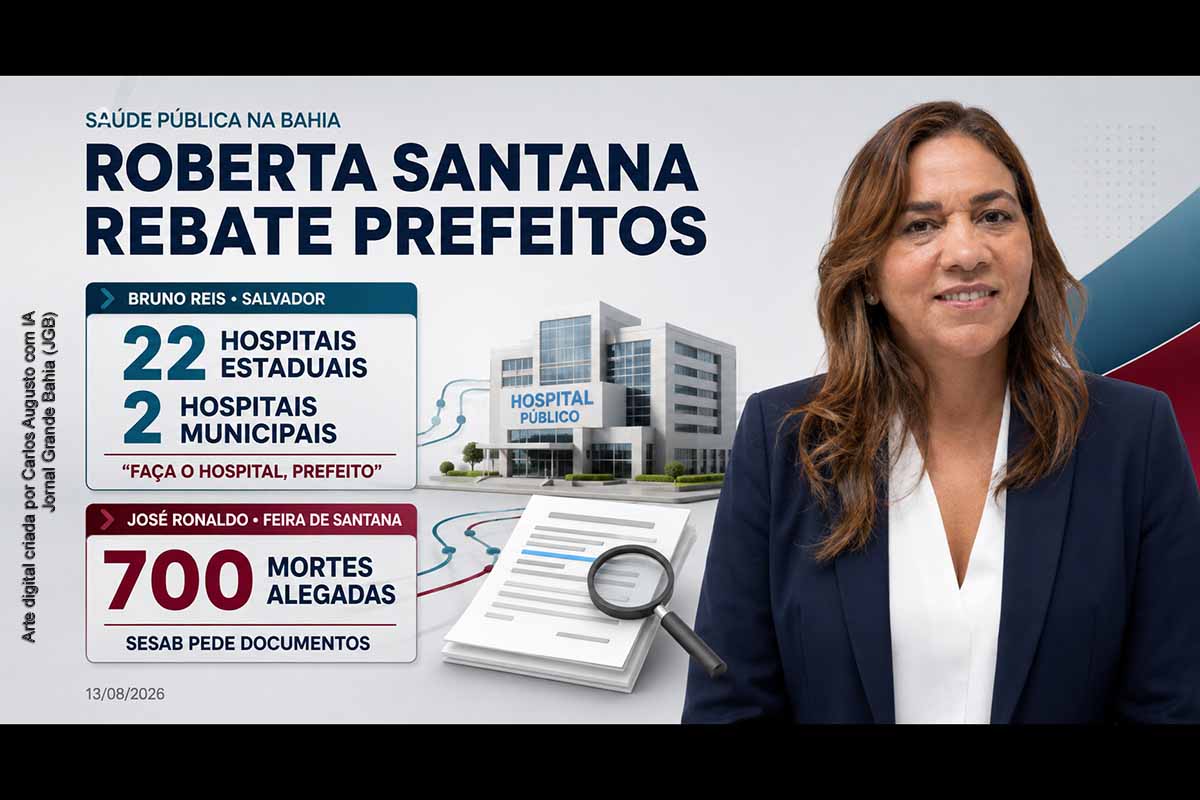 A secretária da Saúde da Bahia, Roberta Santana, acusou Bruno Reis de desinformação, relacionou falhas na atenção básica à sobrecarga hospitalar e cobrou a ampliação da rede municipal de Salvador. Em ofício, a Sesab também solicitou a José Ronaldo fontes e documentos sobre a alegação de 700 mortes na regulação. As prefeituras e o Estado deverão apresentar dados que permitam avaliar as divergências.