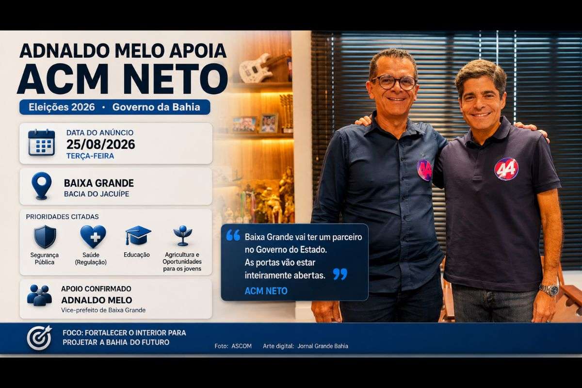 Adnaldo Melo declarou apoio ao candidato do União Brasil e citou saúde, educação, segurança e área social entre as prioridades para a Bahia.