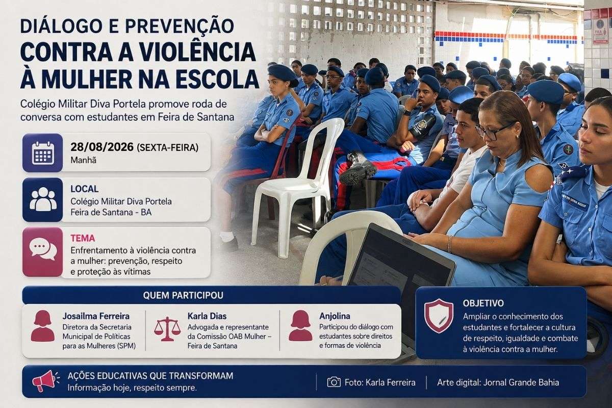 Atividade reuniu estudantes, representantes da Secretaria Municipal de Políticas para as Mulheres e da OAB Mulher para abordar prevenção, direitos e mecanismos de proteção.
