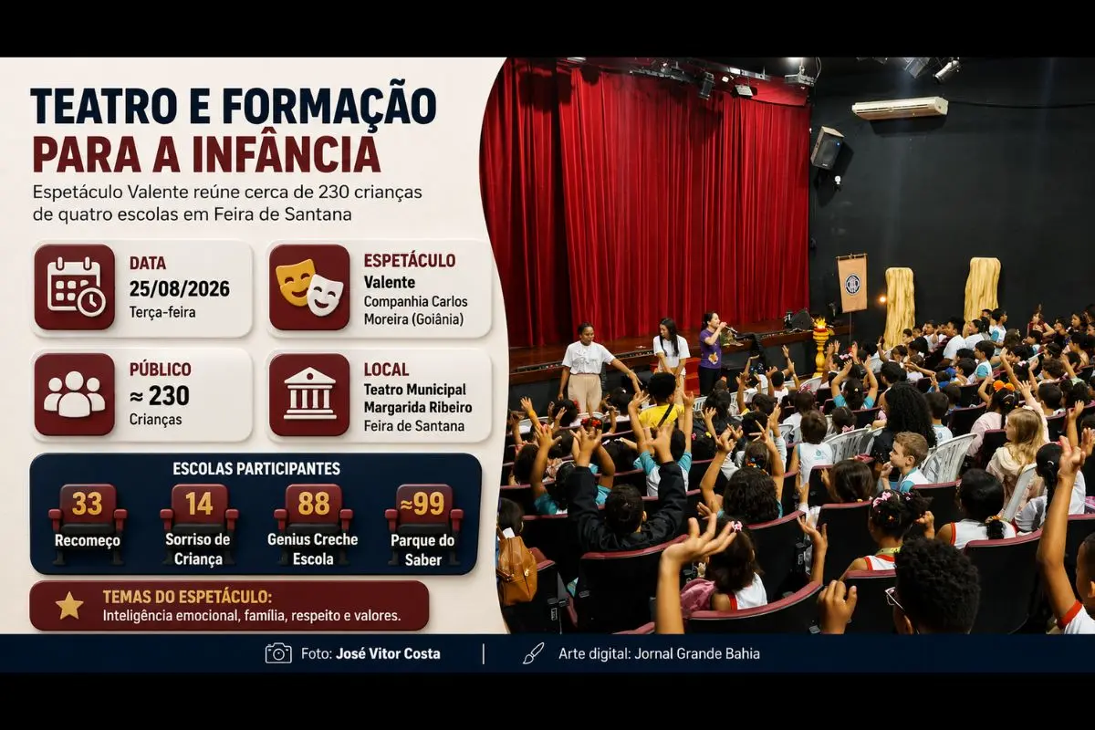 Apresentação da Companhia Carlos Moreira, de Goiânia, reuniu estudantes de quatro unidades de ensino em atividade voltada à formação cultural e ao contato com o teatro.