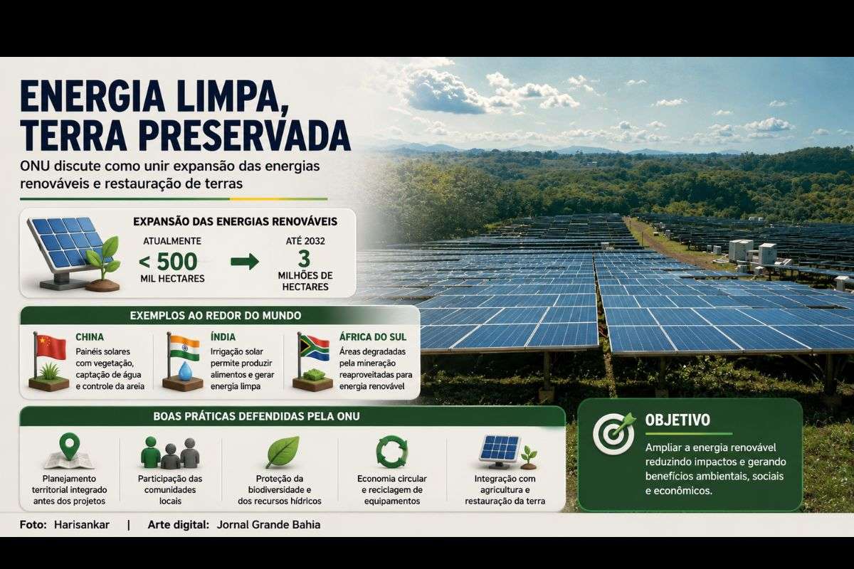 Debate em conferência da ONU na Mongólia reúne exemplos de integração entre energia limpa, agricultura, biodiversidade e recuperação de áreas degradadas.