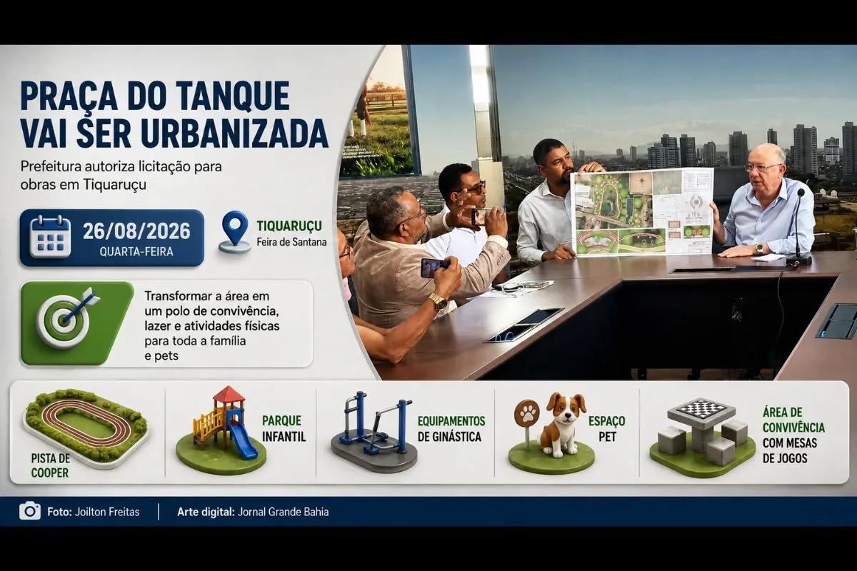 Projeto prevê pista de cooper, parque infantil, equipamentos de ginástica, espaço para animais e área de convivência no distrito de Feira de Santana.