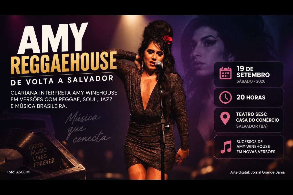 Espetáculo de Clariana reúne reggae, soul, jazz e música brasileira em releituras de canções de Amy Winehouse no palco onde o audiovisual do projeto foi gravado.