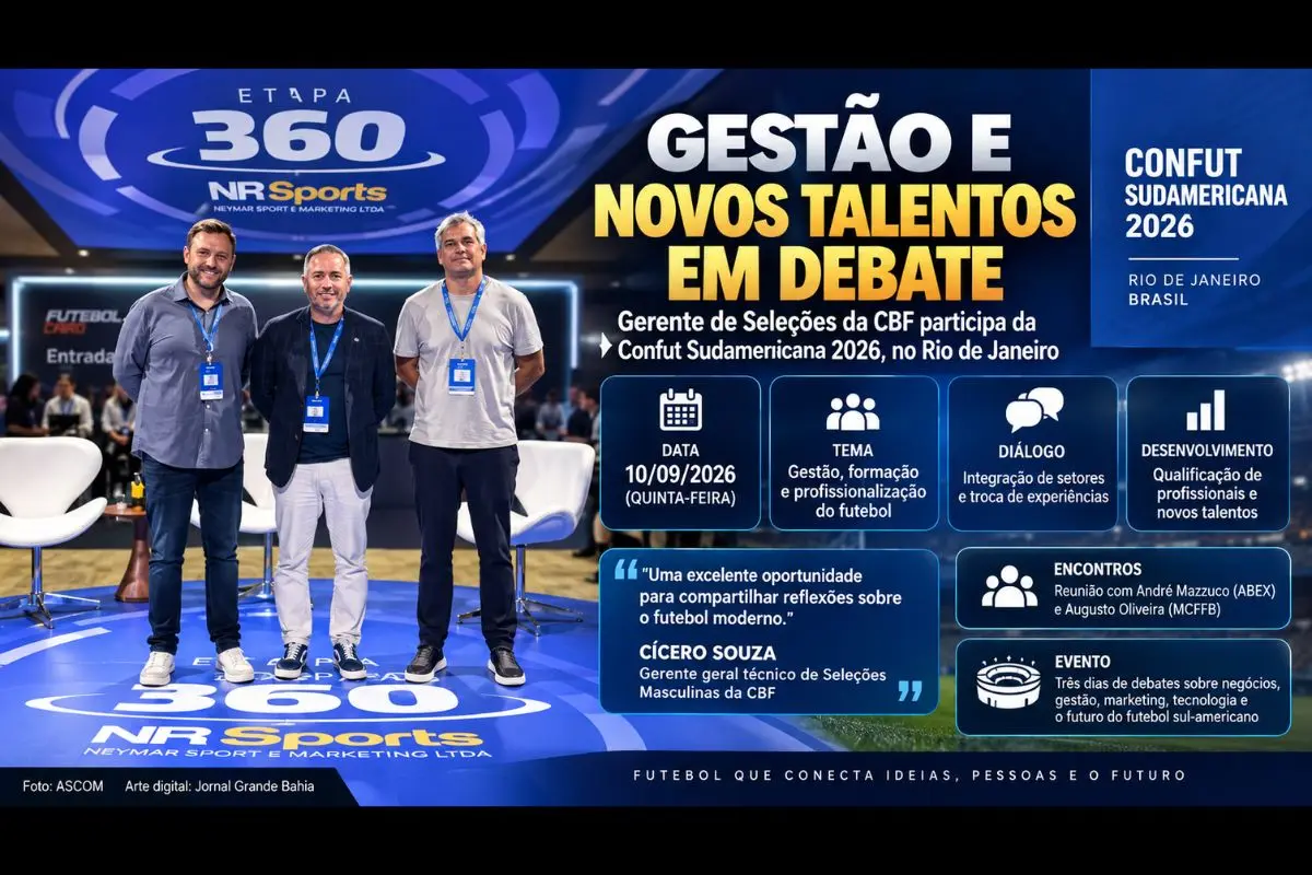 Cícero Souza participou de painel no Rio de Janeiro e abordou integração de setores, qualificação profissional e desenvolvimento de novos talentos no futebol brasileiro.
