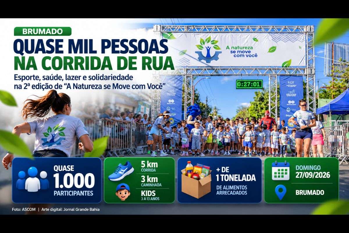 Segunda edição do evento teve corrida de 5 km, caminhada de 3 km e Corridinha Kids, além de ações de convivência e arrecadação destinada a instituições do município.