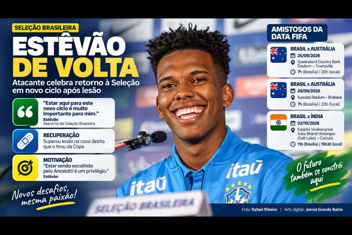 Atacante volta ao grupo comandado por Carlo Ancelotti e se prepara para amistosos contra Austrália e Índia durante a Data FIFA.