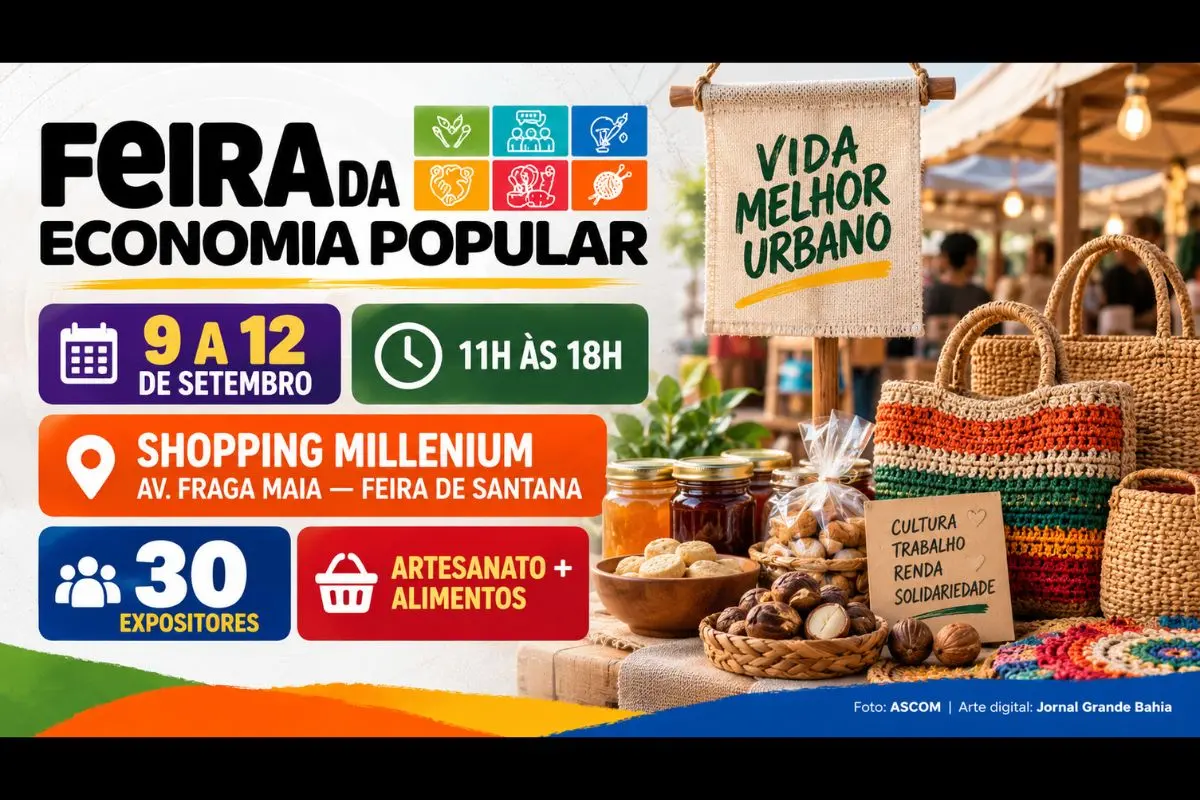 Evento do Programa Vida Melhor Urbano será realizado de 9 a 12 de setembro, das 11h às 18h, com artesanato, alimentos e produtos da economia solidária.