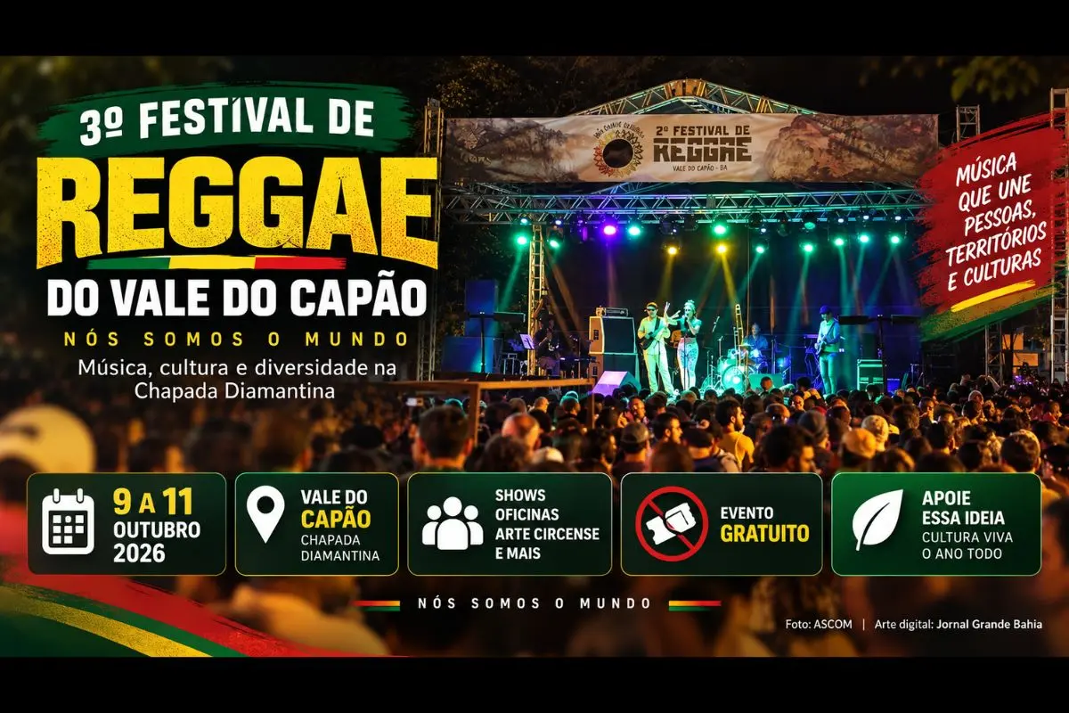 Evento gratuito será realizado de 9 a 11 de outubro de 2026, na Chapada Diamantina, com música, oficinas, dança, arte circense e campanha de financiamento colaborativo.