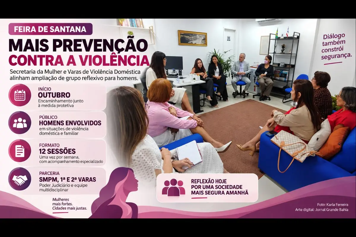 Secretaria da Mulher e Varas de Violência Doméstica alinham encaminhamento de autores de violência para ciclo de 12 sessões semanais.
